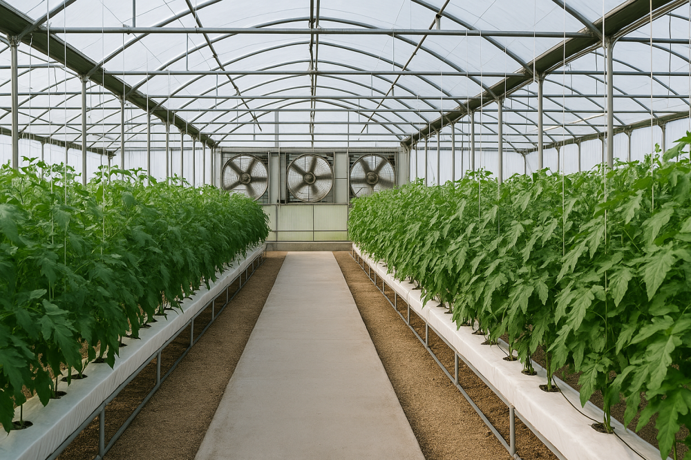 تنظیم تهویه گلخانه برای رشد بهتر و کنترل دما و رطوبت